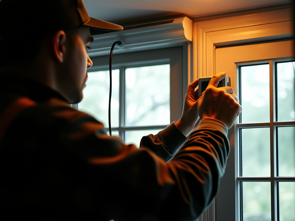 Residential electrician wiring a home project.